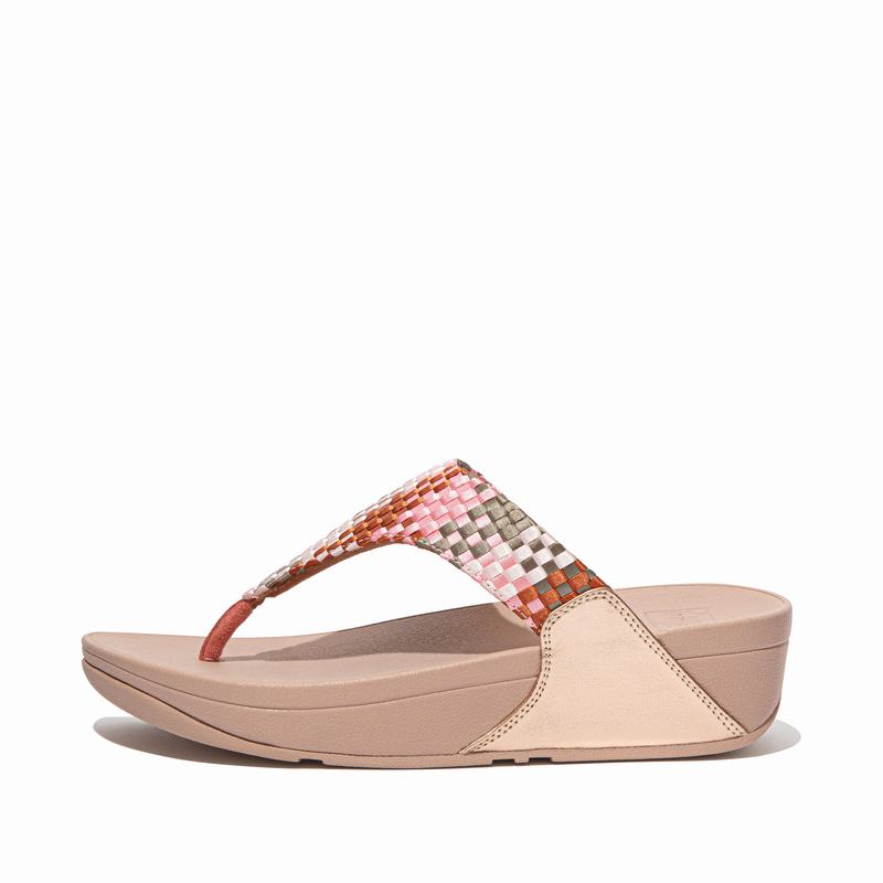 FitFlop Lulu Weave Checkered Koralle Rosa - FitFlop Zehentrenner Damen Sale [DSTU-82509]